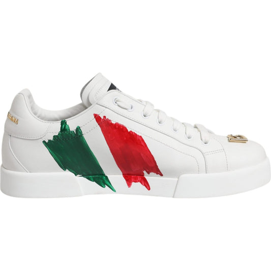 Dolce & Gabbana White Portofino Made In Italy Print Sneakers Shoes MV6780-41
