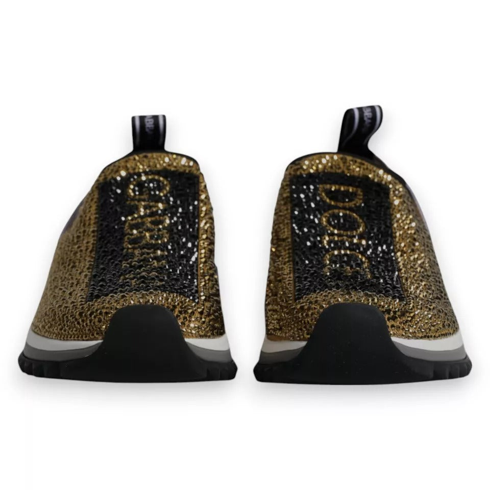 Dolce & Gabbana Gold Rhinestones Sorrento Sneakers Shoes Dolce & Gabbana