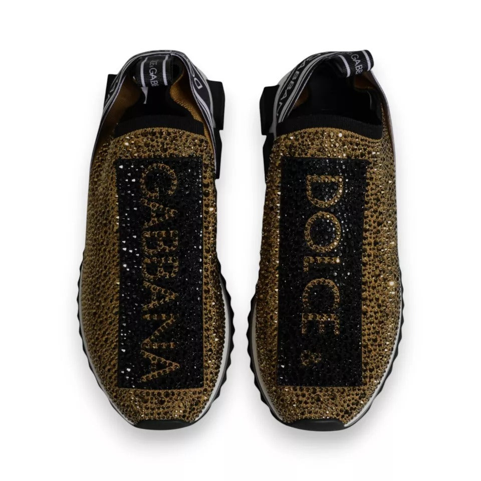 Dolce & Gabbana Gold Rhinestones Sorrento Sneakers Shoes Dolce & Gabbana