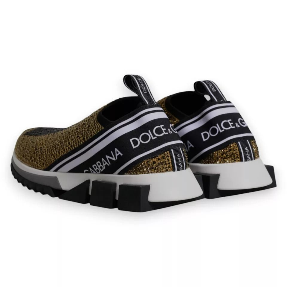 Dolce & Gabbana Gold Rhinestones Sorrento Sneakers Shoes Dolce & Gabbana
