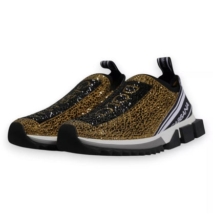 Dolce & Gabbana Gold Rhinestones Sorrento Sneakers Shoes Dolce & Gabbana