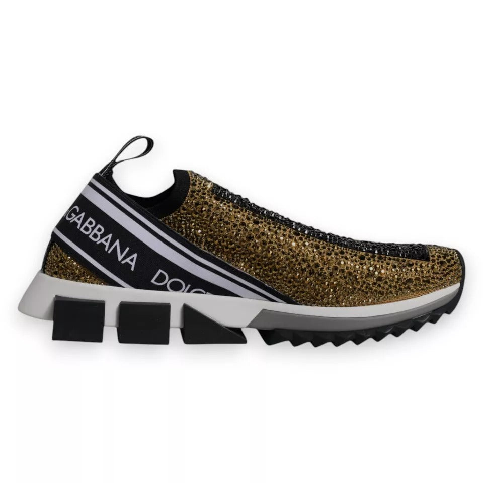 Dolce & Gabbana Gold Rhinestones Sorrento Sneakers Shoes Dolce & Gabbana