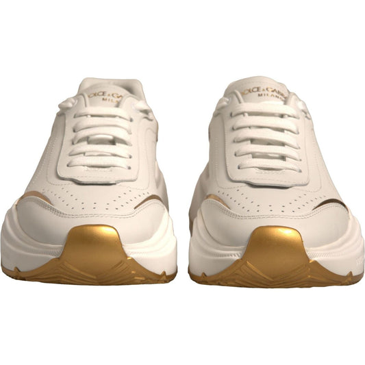 Dolce & Gabbana White Gold Daymaster Low Top Sneakers Shoes LA12299-41