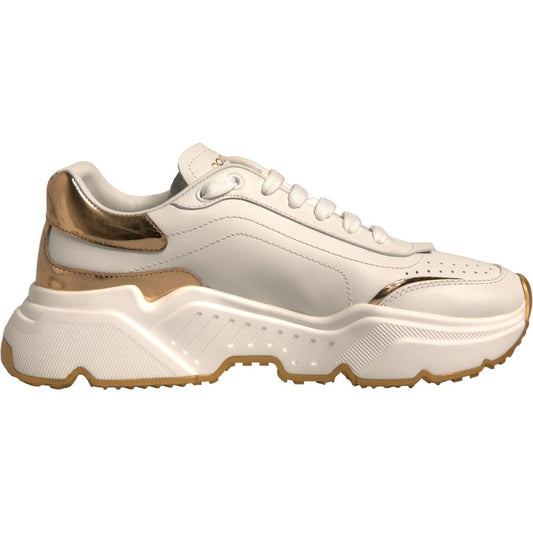 Dolce & Gabbana White Gold Daymaster Low Top Sneakers Shoes LA12299-41