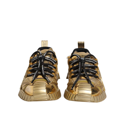 Dolce & Gabbana Gold Stretch Lace Up NS1 Sneakers Shoes