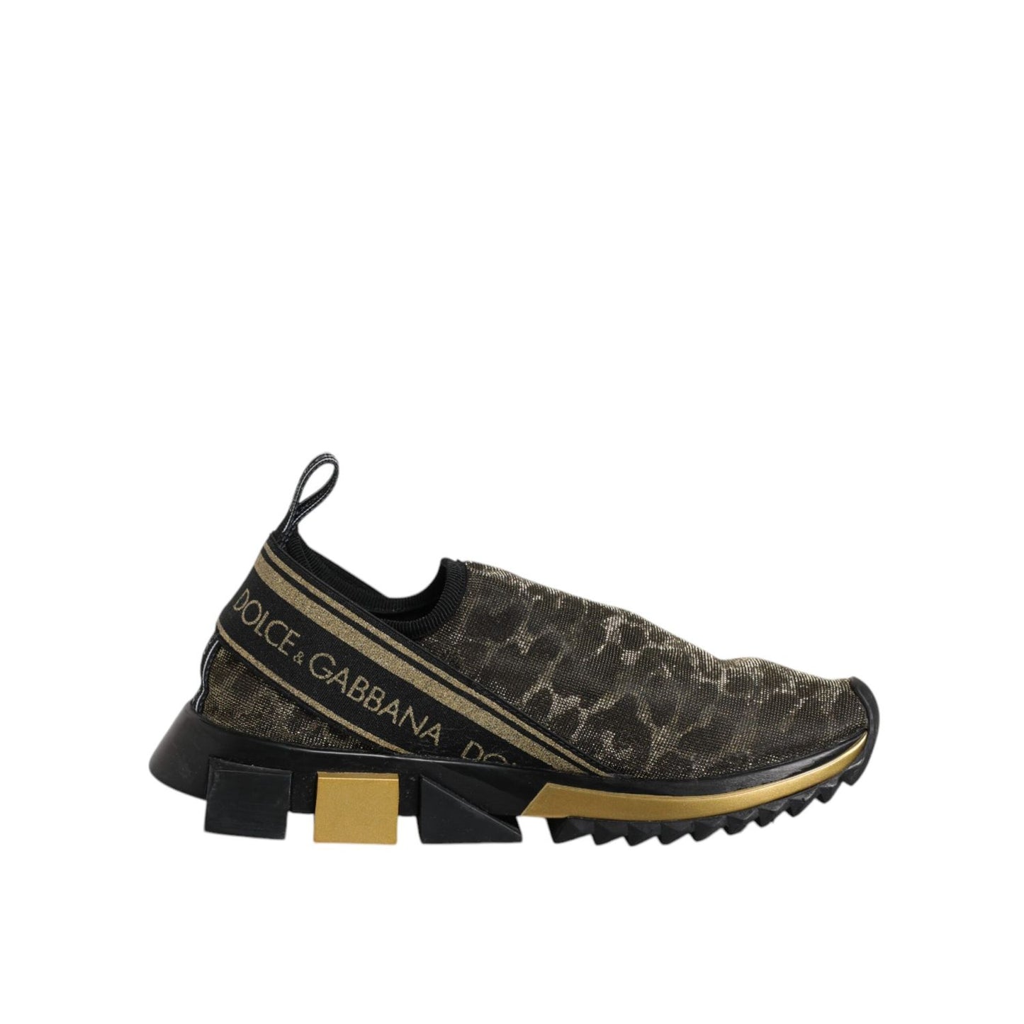 Dolce & Gabbana Gold Glitter Leopard Sorrento Sneakers Shoes