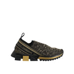 Dolce & Gabbana Gold Glitter Leopard Sorrento Sneakers Shoes