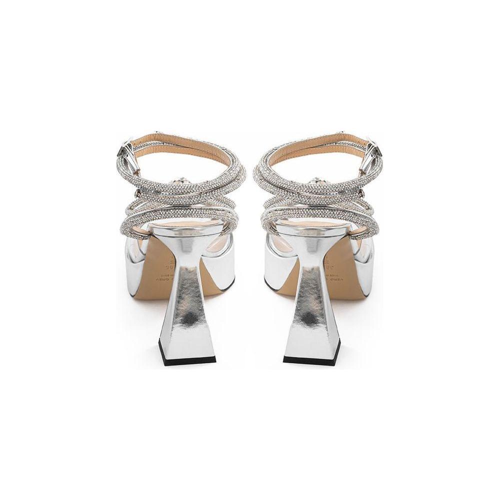 MACH & MACH Gray Leather Platform Sandals