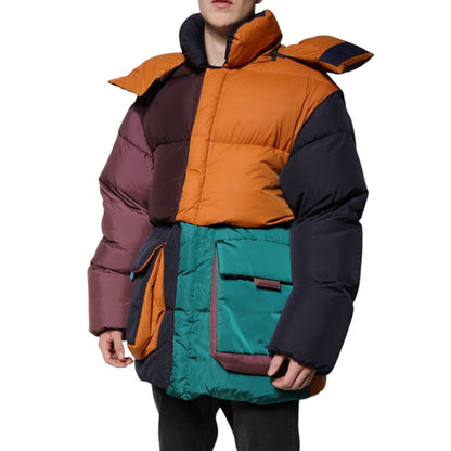Dolce & Gabbana Multicolor Quilted Hooded Puffer Jacket Dolce & Gabbana