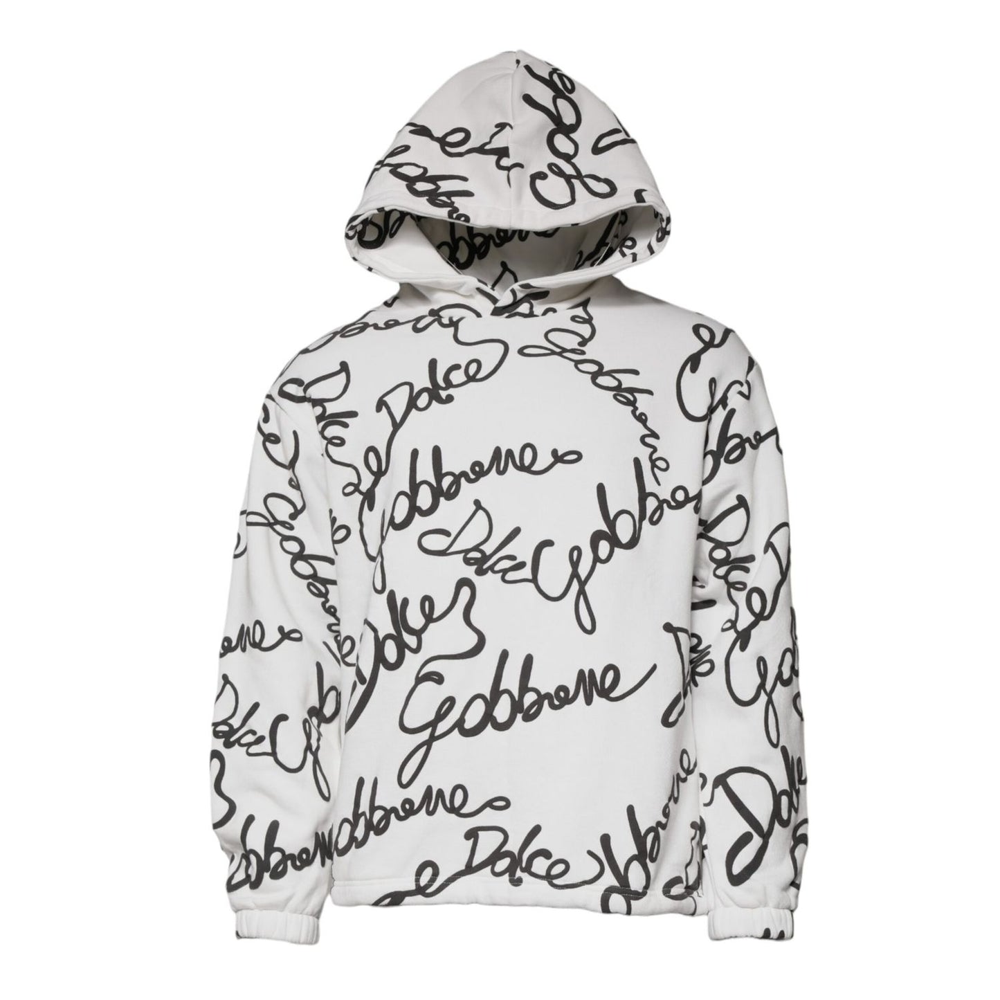 Dolce & Gabbana White Logo Cotton Hooded Sweatshirt Sweater Dolce & Gabbana