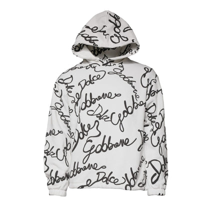 Dolce & Gabbana White Logo Cotton Hooded Sweatshirt Sweater Dolce & Gabbana