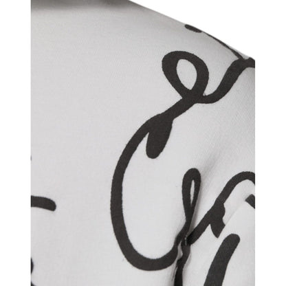 Dolce & Gabbana White Logo Cotton Hooded Sweatshirt Sweater Dolce & Gabbana