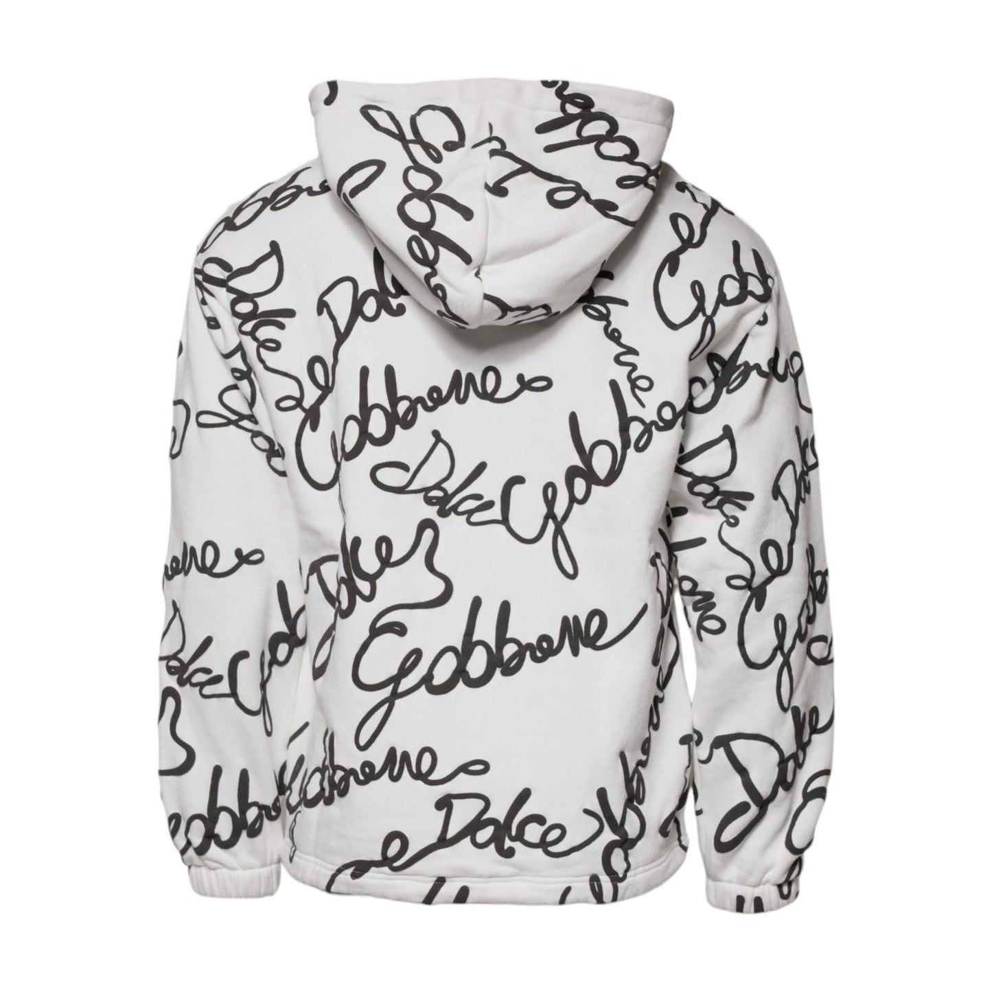 Dolce & Gabbana White Logo Cotton Hooded Sweatshirt Sweater Dolce & Gabbana
