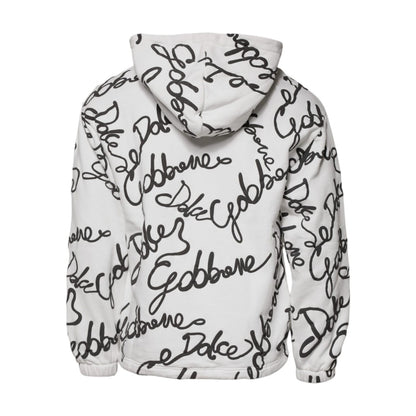 Dolce & Gabbana White Logo Cotton Hooded Sweatshirt Sweater Dolce & Gabbana