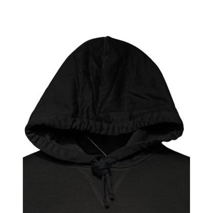 Dolce & Gabbana Black Cotton Hooded DG Shield Pullover Sweater Dolce & Gabbana