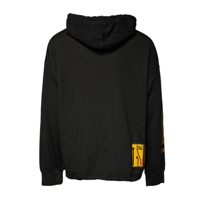 Dolce & Gabbana Black Cotton Hooded DG Shield Pullover Sweater Dolce & Gabbana