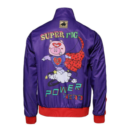 Dolce & Gabbana Purple Year Of The Pig Full Zip Bomber Sweater Dolce & Gabbana