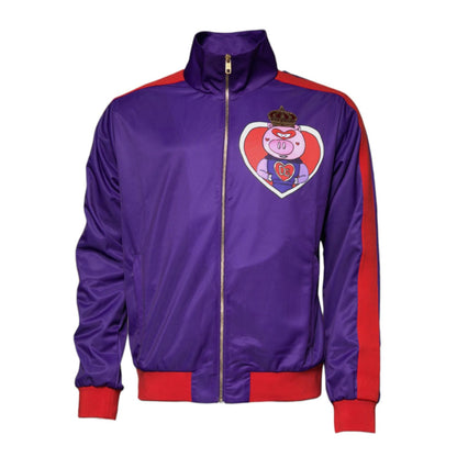 Dolce & Gabbana Purple Year Of The Pig Full Zip Bomber Sweater Dolce & Gabbana