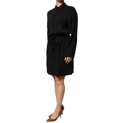 Emporio Armani Black Viscose Long Sleeves A-line Mini Dress