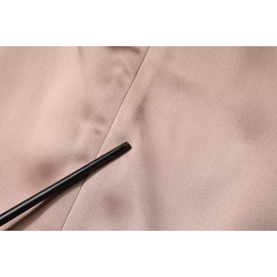 Emporio Armani Pink Satin Long Sleeves Sheath Wrap Mini Dress