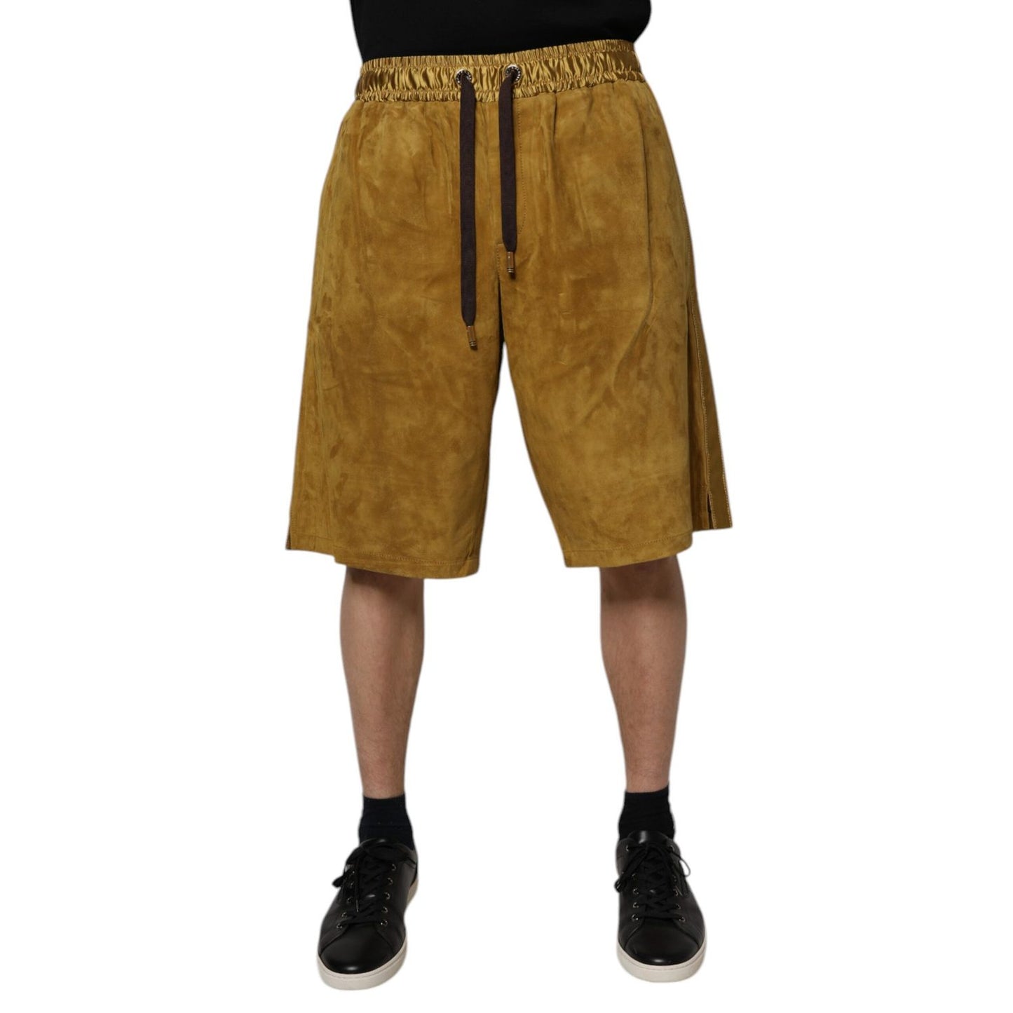 Dolce & Gabbana Brown Lambskin Suede Men Bermuda Shorts Dolce & Gabbana