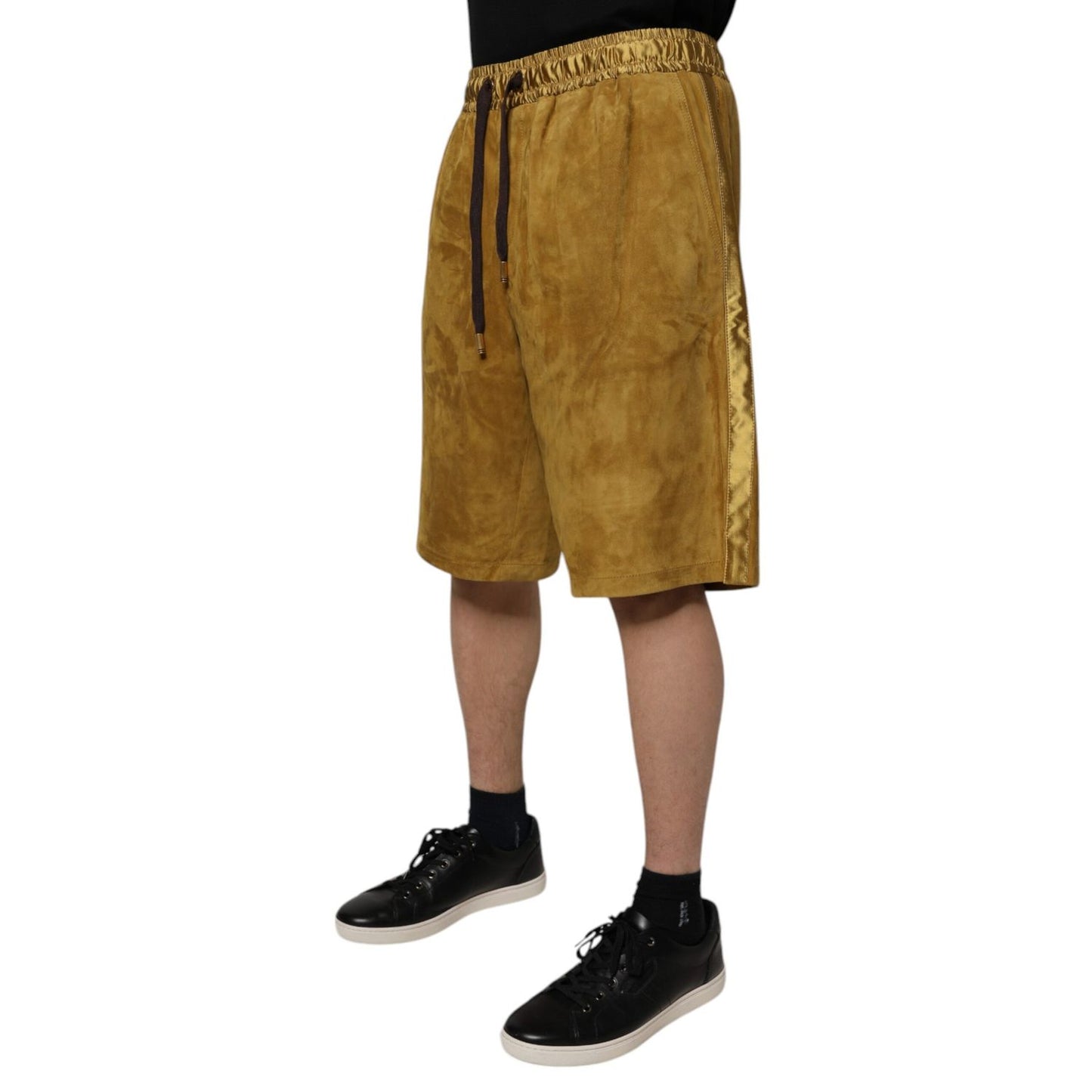 Dolce & Gabbana Brown Lambskin Suede Men Bermuda Shorts Dolce & Gabbana