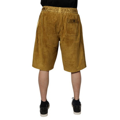 Dolce & Gabbana Brown Lambskin Suede Men Bermuda Shorts Dolce & Gabbana