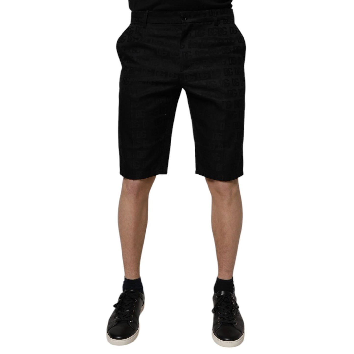 Dolce & Gabbana Black Cotton Casual Mid Waist Chino Shorts Dolce & Gabbana