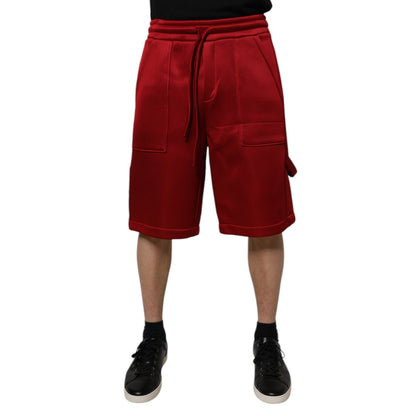 Dolce & Gabbana Maroon Viscose Nylon Mid Waist Bermuda Shorts Dolce & Gabbana