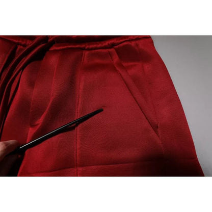 Dolce & Gabbana Maroon Viscose Nylon Mid Waist Bermuda Shorts Dolce & Gabbana