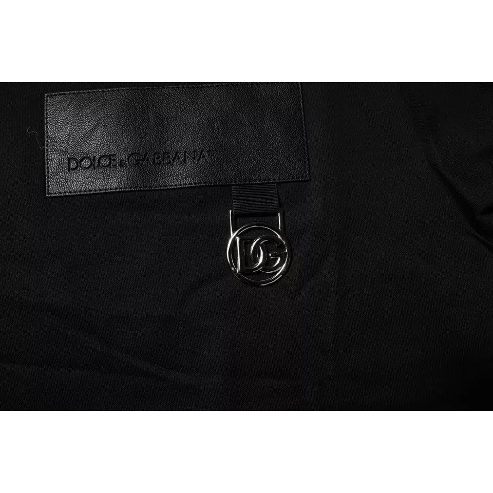 Dolce & Gabbana Black Logo Patch Cotton Crew Neck T-shirt