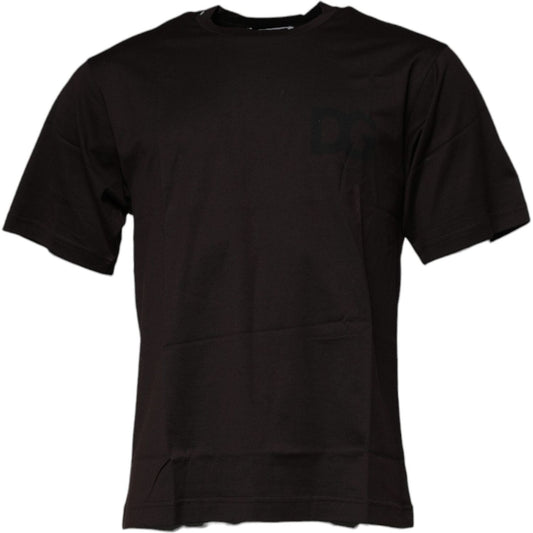 Dolce & Gabbana Dark Brown Logo Cotton Crew Neck T-shirt