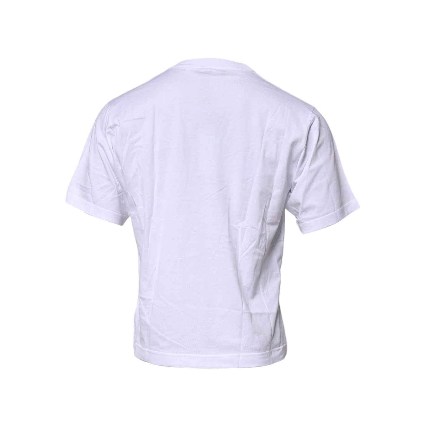 Dolce & Gabbana White Logo Patch Cotton Crew Neck T-shirt