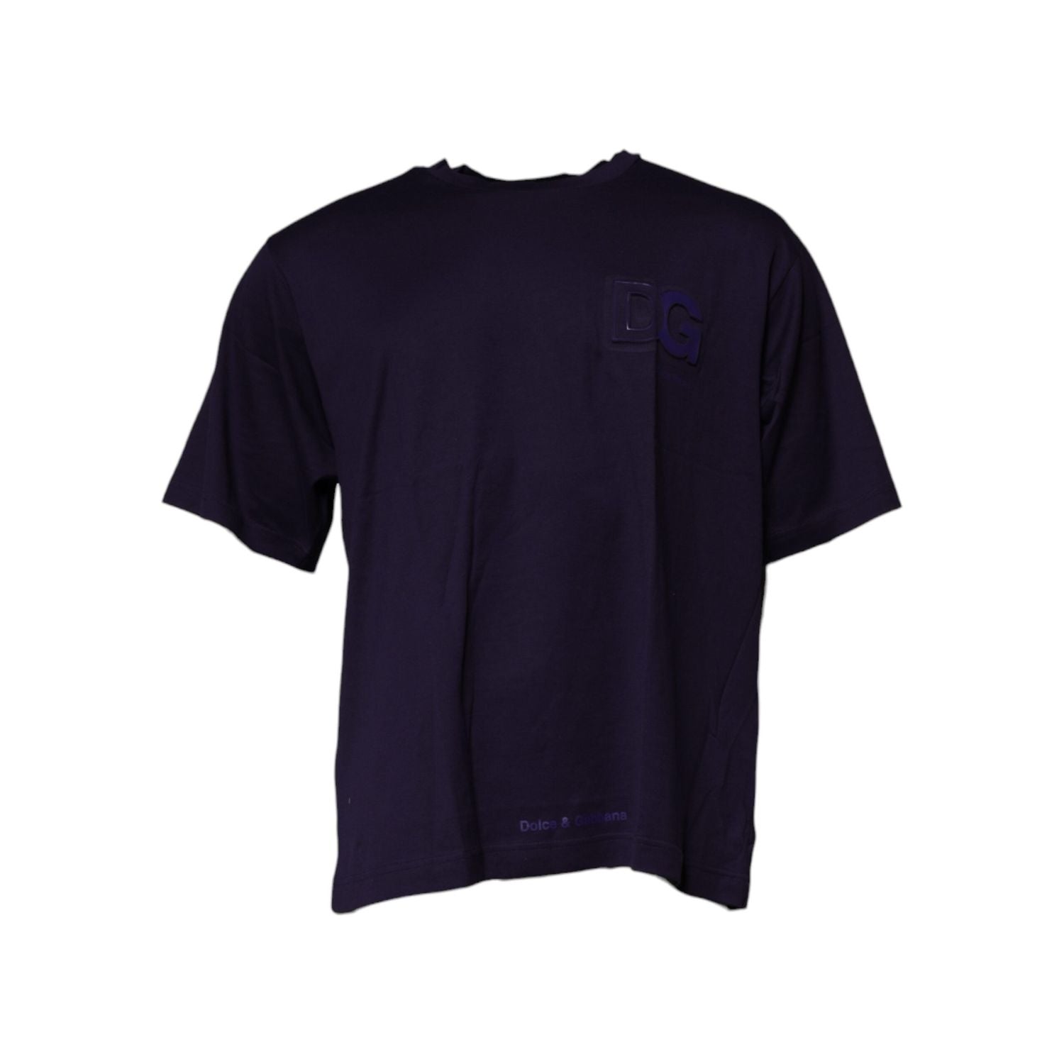 Dolce & Gabbana Navy Blue DG Logo Cotton Crew Neck T-shirt