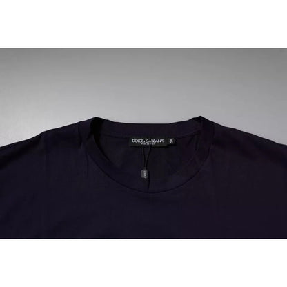 Dolce & Gabbana Navy Blue DG Logo Cotton Crew Neck T-shirt