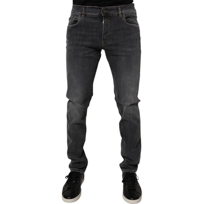 Dolce & Gabbana Dark Gray Washed Cotton Slim Fit Denim Jeans Dolce & Gabbana