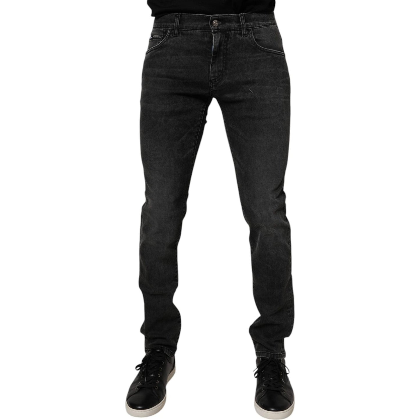 Dolce & Gabbana Black Cotton Stretch Skinny Men Denim Jeans Dolce & Gabbana