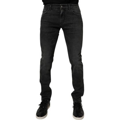 Dolce & Gabbana Black Cotton Stretch Skinny Men Denim Jeans Dolce & Gabbana