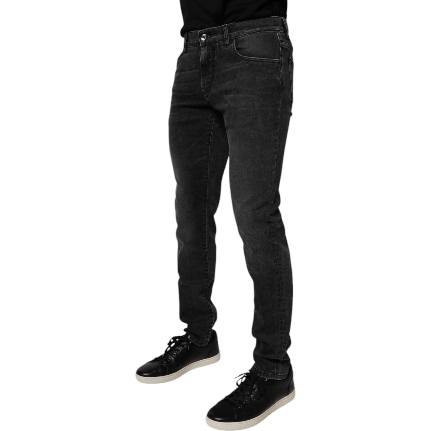 Dolce & Gabbana Black Cotton Stretch Skinny Men Denim Jeans Dolce & Gabbana