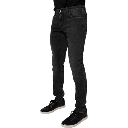 Dolce & Gabbana Black Cotton Stretch Skinny Men Denim Jeans Dolce & Gabbana