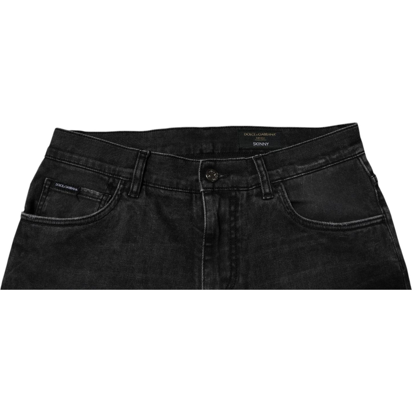 Dolce & Gabbana Black Cotton Stretch Skinny Men Denim Jeans Dolce & Gabbana