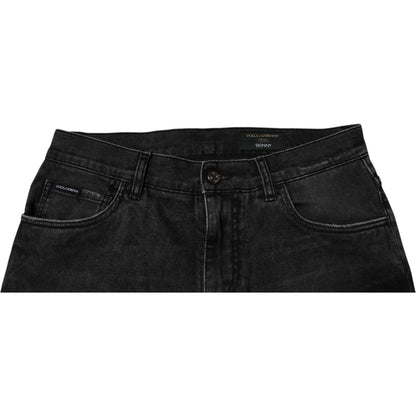Dolce & Gabbana Black Cotton Stretch Skinny Men Denim Jeans Dolce & Gabbana