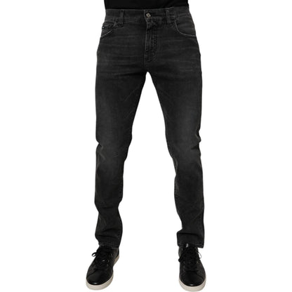 Dolce & Gabbana Black Cotton Stretch Skinny Men Denim Jeans Dolce & Gabbana