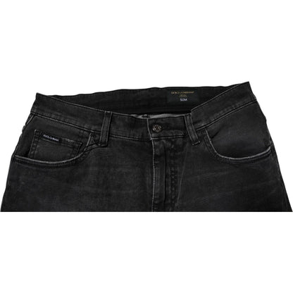 Dolce & Gabbana Black Cotton Stretch Skinny Men Denim Jeans Dolce & Gabbana