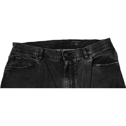 Dolce & Gabbana Black Cotton Stretch Skinny Men Denim Jeans Dolce & Gabbana