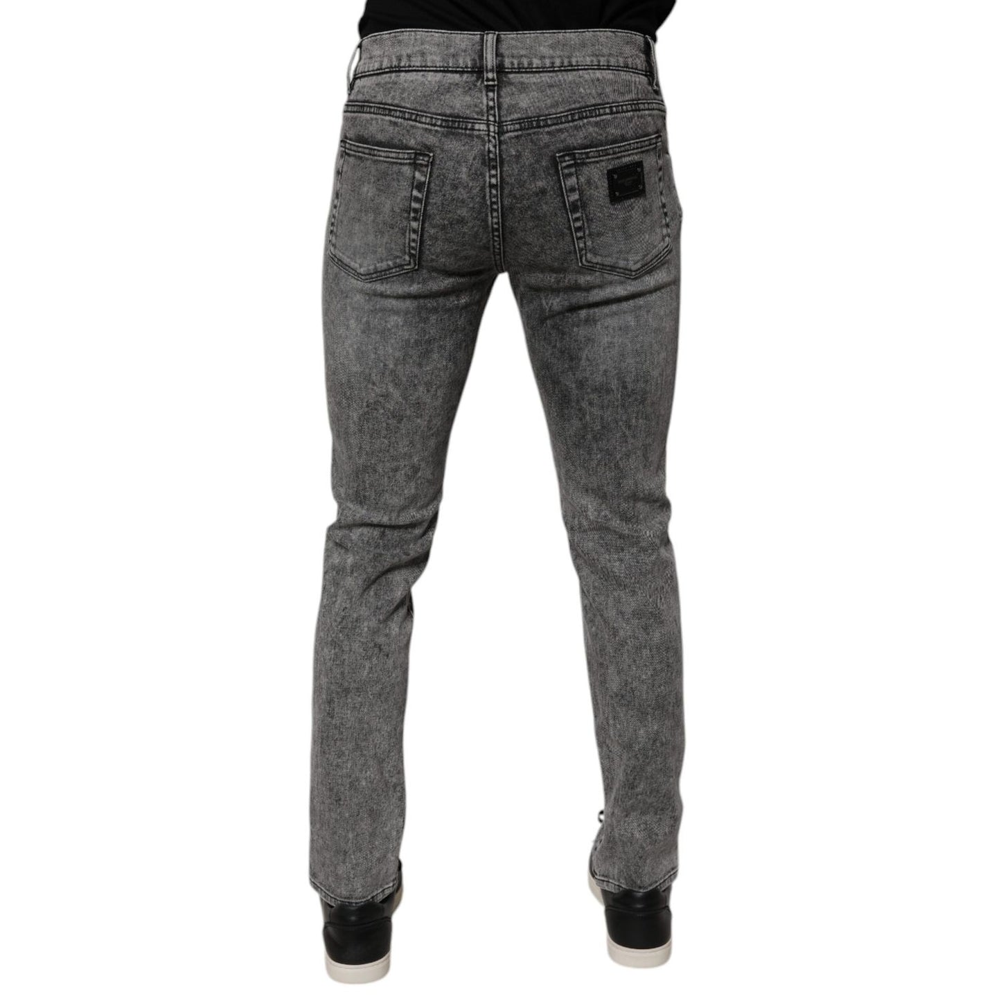 Dolce & Gabbana Dark Gray Washed Cotton Slim Fit Denim Jeans Dolce & Gabbana