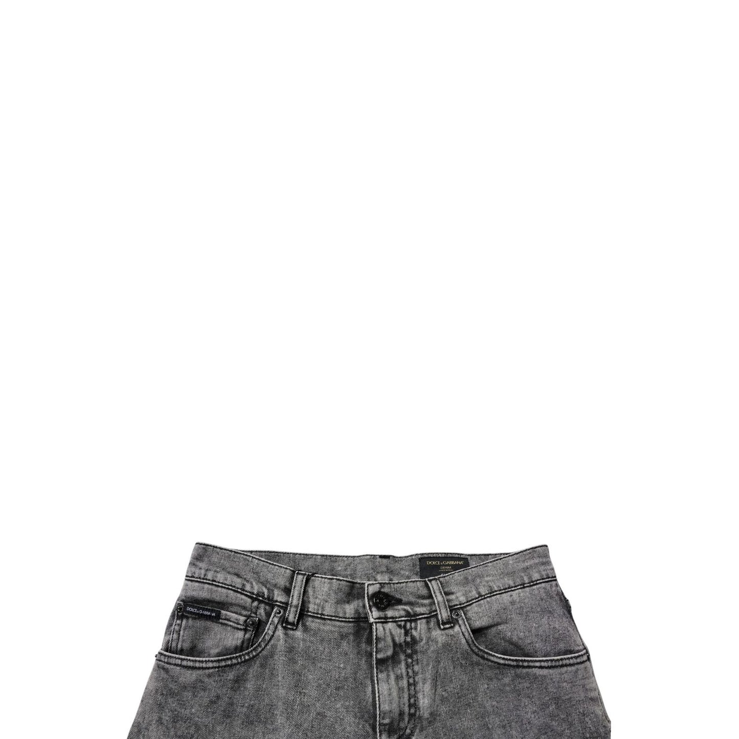 Dolce & Gabbana Dark Gray Washed Cotton Slim Fit Denim Jeans Dolce & Gabbana