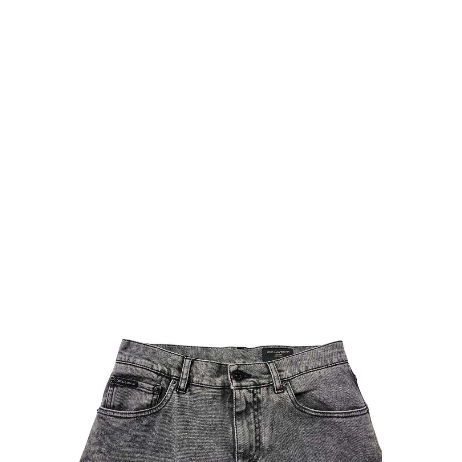 Dolce & Gabbana Dark Gray Washed Cotton Slim Fit Denim Jeans