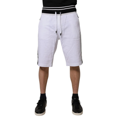 Dolce & Gabbana White Stripe Cotton DG King Bermuda Shorts Dolce & Gabbana