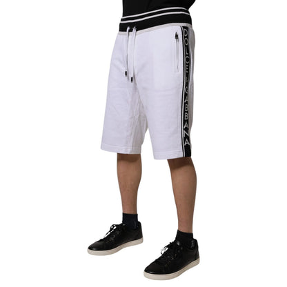 Dolce & Gabbana White Stripe Cotton DG King Bermuda Shorts Dolce & Gabbana